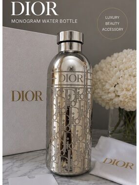 Dior Silver Monogram Stainless Steel Water Bottle - Polished Metallic